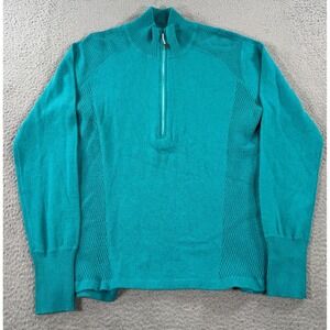 Eddie Bauer Sweater Mens XL Blue Quarter Zip Long Sleeve Pullover Preppy